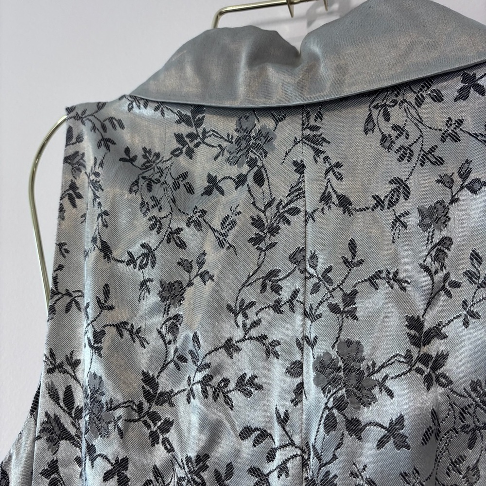 Amanda Lane Vintage Silver Floral Jacquard Satin 2 Piece Vest Pants Set Size 10 - Picture 12 of 15